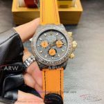 R Factory Rolex Cosmograph Daytona Carbon Cream 40mm 7750 Automatic Watch - Orange Leather Strap